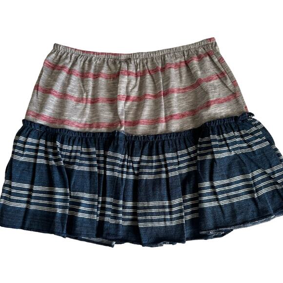 Urban Outfitters Urban Renewal Remade Striped Ruffle Mini Skirt Sz Medium/Large - Picture 5 of 5